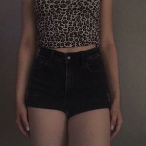 american eagle black high waisted stretch shorts